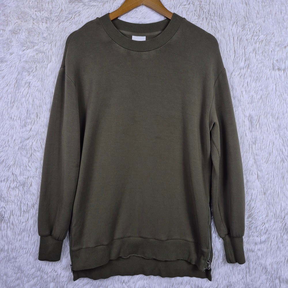 Varley Charter Sweat 2.0 Olive Green DoubleSoft Side Zip Pullover Medium